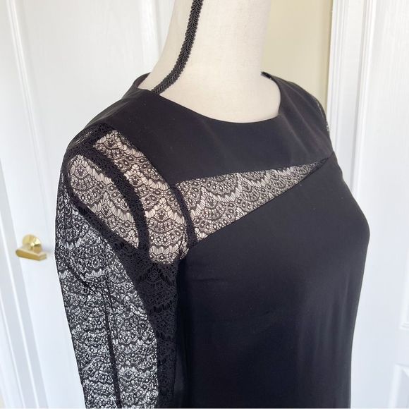 Giani Bini Size 0 Black Evening Dress with French Angle Cut Delicate Lacy Detail - Picture 5 of 13